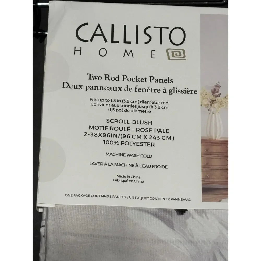Callisto Home Heron Bird Window Curtains Panels 38 X 96” Set Of 4 Panels Blush